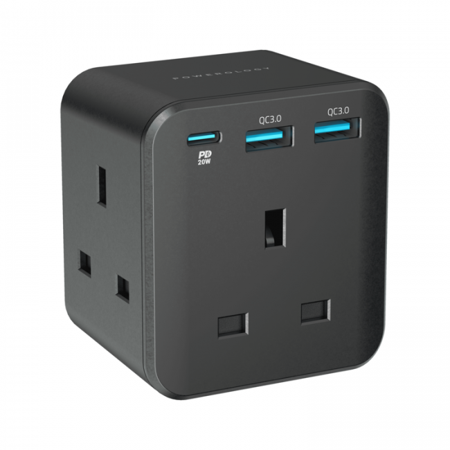 آداپتور ۲۰ وات ۳ در ۱ برند Powerology با قابلیت شارژ سریع Fast Charge
