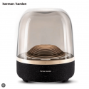 اسپیکر بلوتوثی برند هارمن کاردن Harman Kardon مدل Harman Kardon Aura Studio 3 Limited Edition با بدنه و نور طلایی رنگ