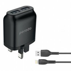 شارژر دیواری برند پرودو porodo به همراه کابل ۱.۲ متری USB به لایتنینگ