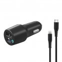 شارژر فندکی برند پاورولوژی Powerology با قابلیت شارژ سریع PD 35W به همراه کابل لایتنینگ به Type-C