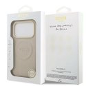 قاب آیفون 17 پرو مکس Guess MagSafe PU Leather با لوگوی کلاسیک و طرح برجسته گل