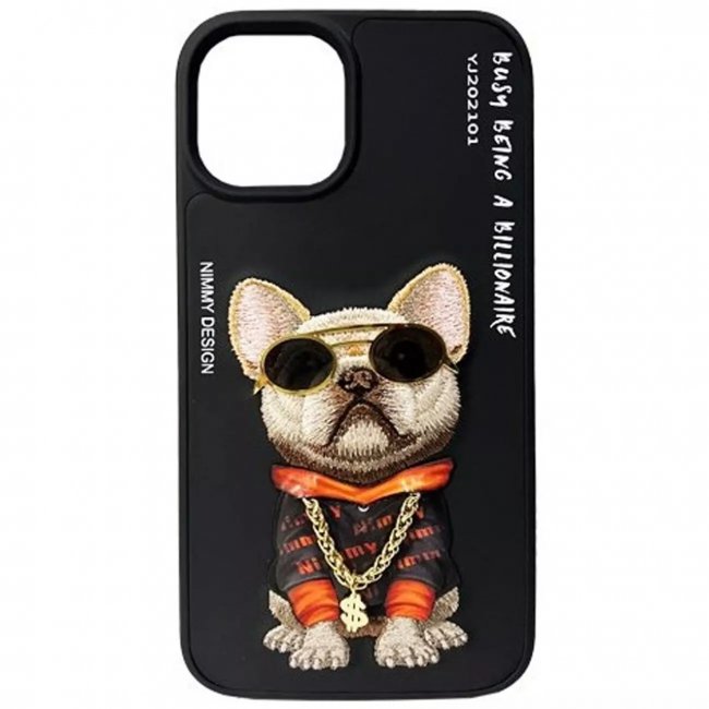 گارد آیفون 14 پرو نیمی مدل YJ202101 با گلدوزی و خز طبیعی (محافظت ۳۶۰ درجه)