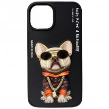 گارد آیفون 14 پرو نیمی مدل YJ202101 با گلدوزی و خز طبیعی (محافظت ۳۶۰ درجه)