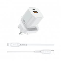 فست شارژر Wiwu مدل Cube 33W GaN همراه با کابل usb-c به Lightning