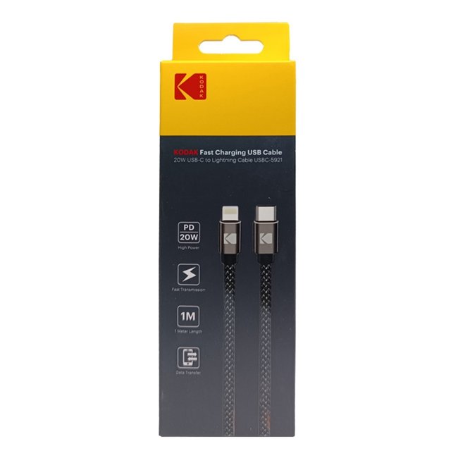 کابل شارژ سریع کداک USB-C به لایتنینگ 20 وات