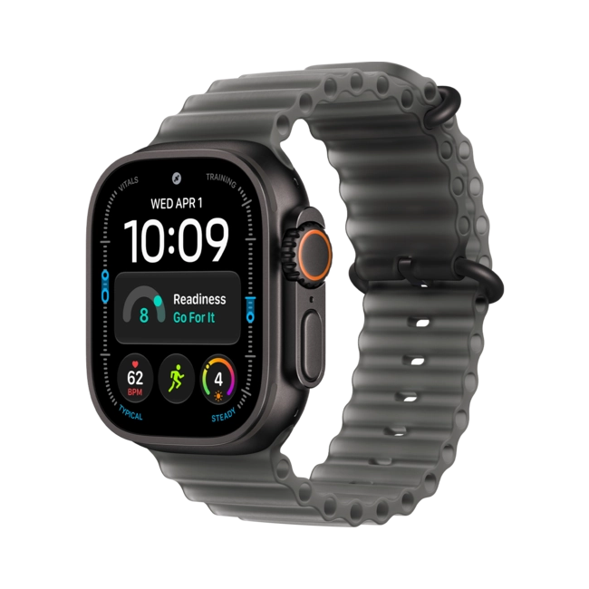 اپل واچ مدل اولترا نسل 4 تیتانیومی مشکی با بند اوشن ترنسلوسنت بلک