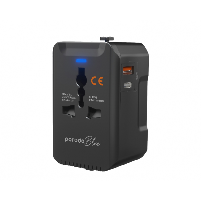 شارژر دیواری دو پورت یونیورسال پرودو مدل Porodo Blue PB-PD20UTA-BK