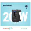 شارژر دیواری دو پورت یونیورسال پرودو مدل Porodo Blue PB-PD20UTA-BK