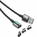 کابل آهنربایی سه سر بیسوس Baseus TZCAXC Zinc magnetic Cable Kit 2m