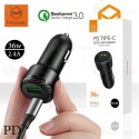 شارژر فندکی Macdodo با دو پورت USB و Type-C با قابلیت شارژ سریع Fast Charge