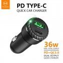 شارژر فندکی Macdodo با دو پورت USB و Type-C با قابلیت شارژ سریع Fast Charge