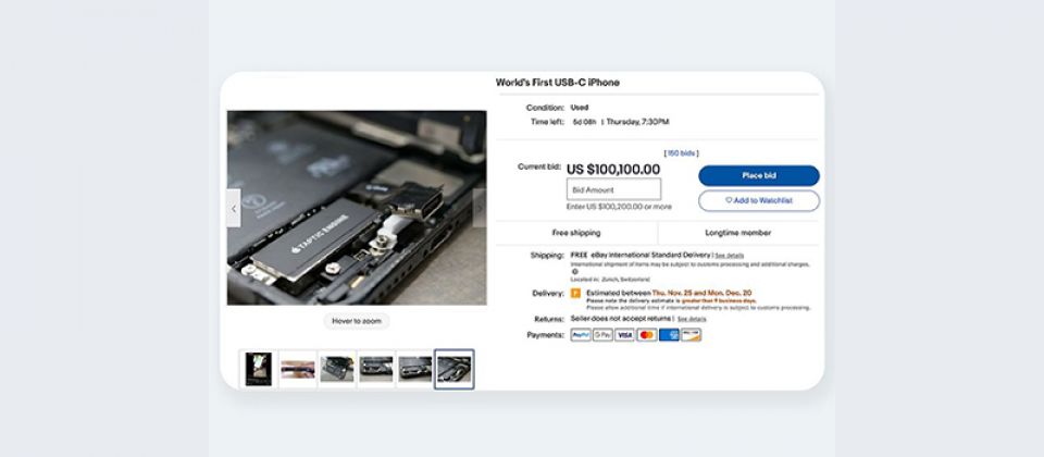 اولین آیفون با پورت USB-C با قیمت پیشنهادی۱۰۰,۱۰۰ دلار!